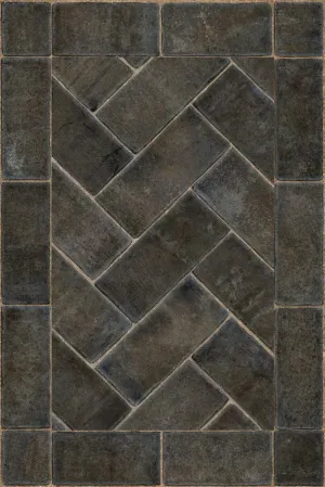 Williamsburg Brick Herringbone "Blacksmith's Hammer" Vinyl Floorcloth - Spicher & Co.