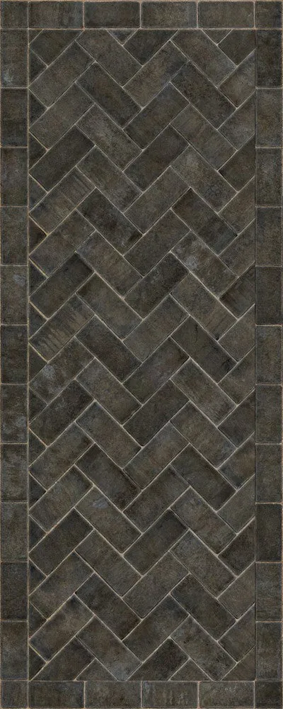 Williamsburg Brick Herringbone "Blacksmith's Hammer" Vinyl Floorcloth - Spicher & Co.
