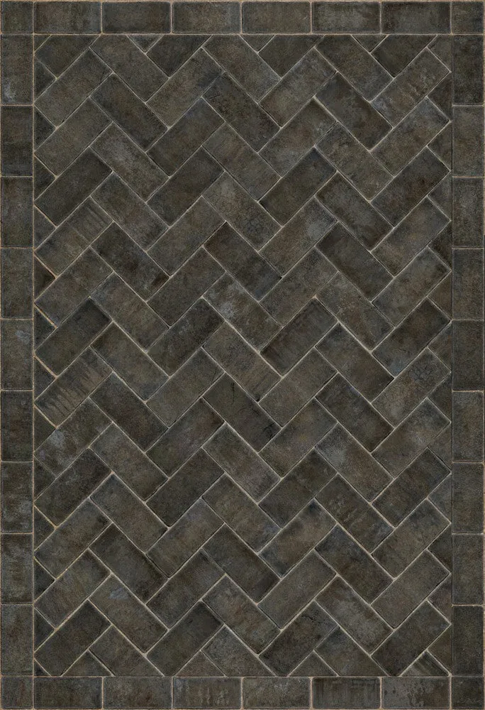 Williamsburg Brick Herringbone "Blacksmith's Hammer" Vinyl Floorcloth - Spicher & Co.