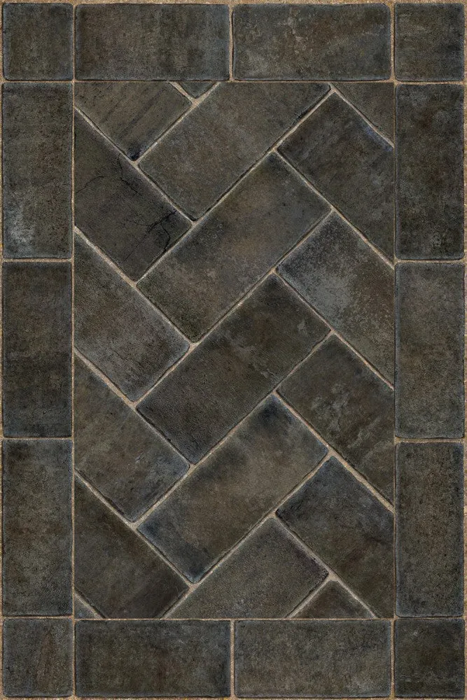 Williamsburg Brick Herringbone "Blacksmith's Hammer" Vinyl Floorcloth - Spicher & Co.
