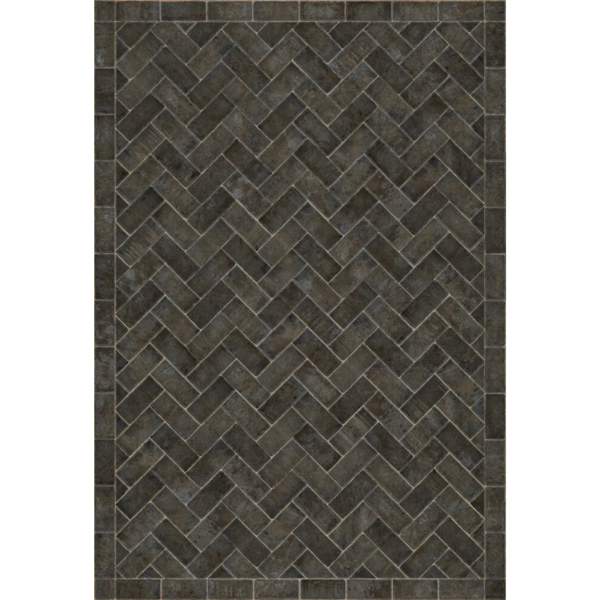 Williamsburg Brick Herringbone "Blacksmith's Hammer" Vinyl Floorcloth - Spicher & Co.