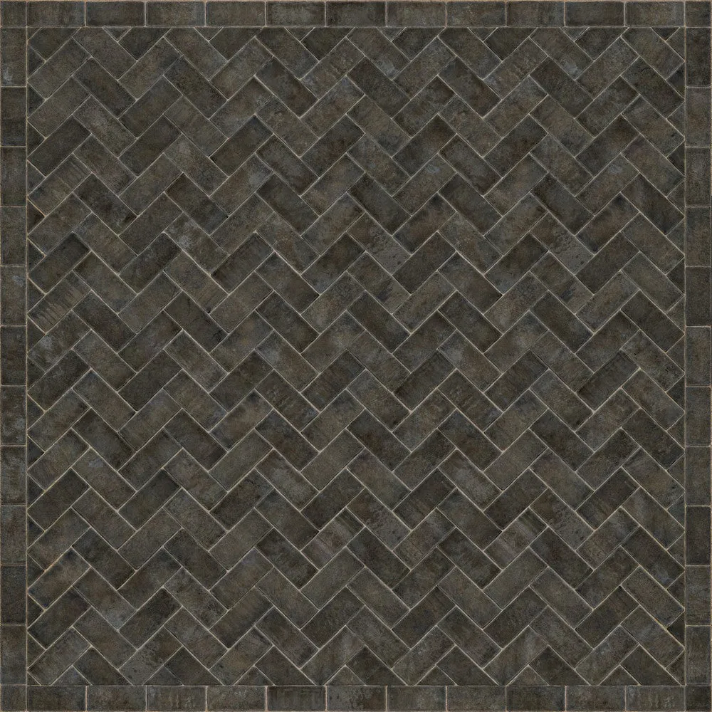 Williamsburg Brick Herringbone "Blacksmith's Hammer" Vinyl Floorcloth - Spicher & Co.