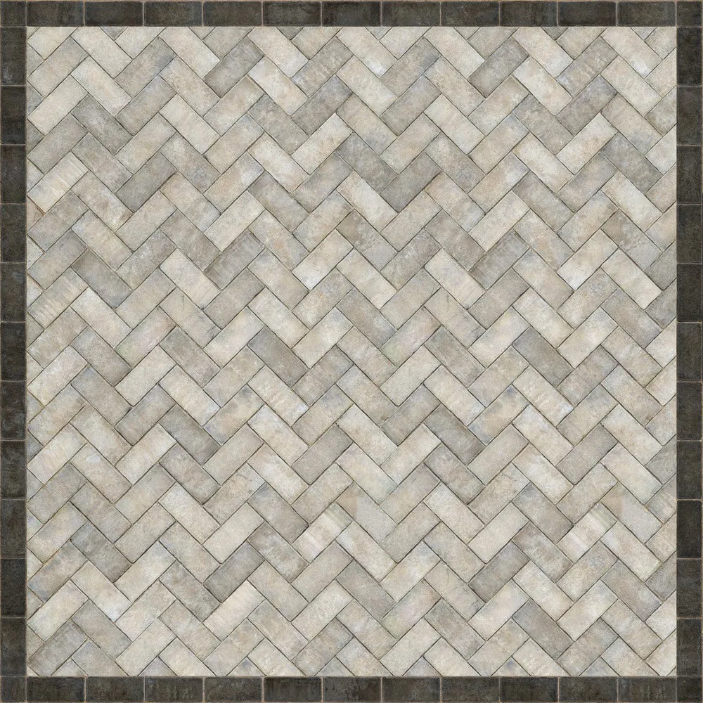 Williamsburg Brick Herringbone "The Silversmith" Vinyl Floorcloth - Spicher & Co.