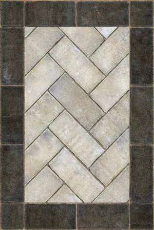 Williamsburg Brick Herringbone "The Silversmith" Vinyl Floorcloth - Spicher & Co.