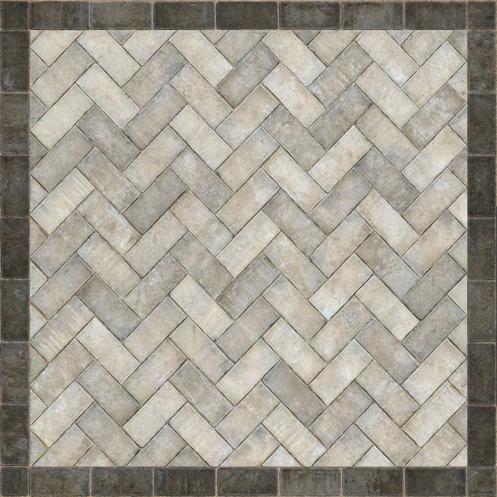 Williamsburg Brick Herringbone "The Silversmith" Vinyl Floorcloth - Spicher & Co.