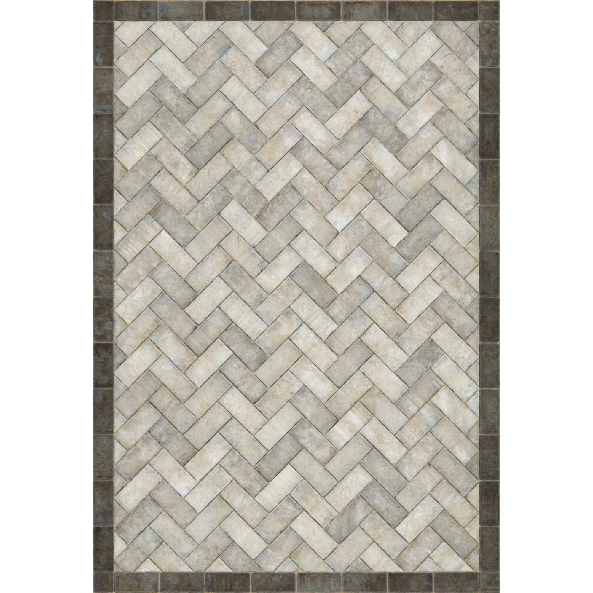 Williamsburg Brick Herringbone "The Silversmith" Vinyl Floorcloth - Spicher & Co.
