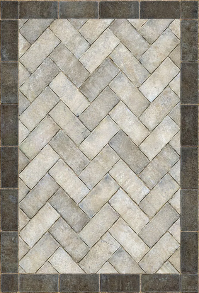 Williamsburg Brick Herringbone "The Silversmith" Vinyl Floorcloth - Spicher & Co.