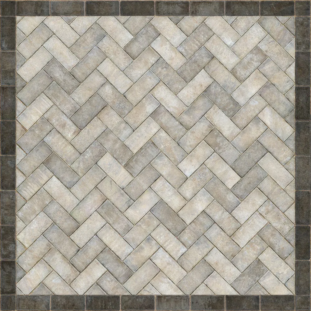 Williamsburg Brick Herringbone "The Silversmith" Vinyl Floorcloth - Spicher & Co.