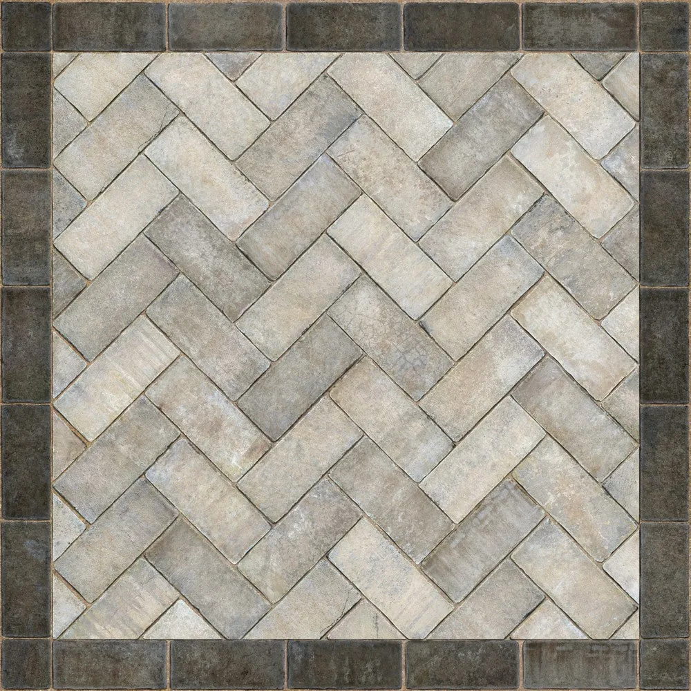 Williamsburg Brick Herringbone "The Silversmith" Vinyl Floorcloth - Spicher & Co.