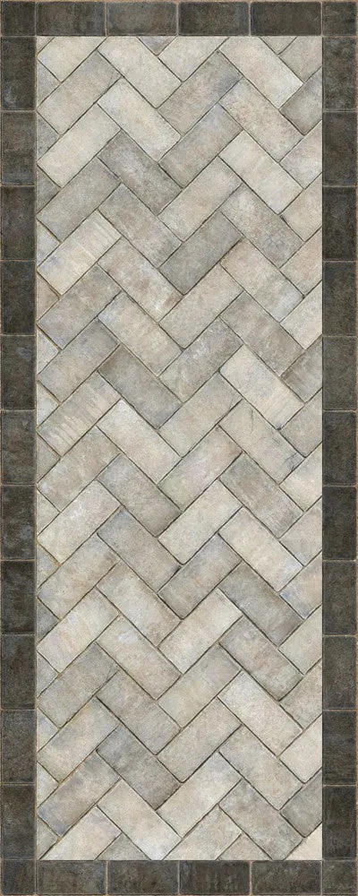 Williamsburg Brick Herringbone "The Silversmith" Vinyl Floorcloth - Spicher & Co.