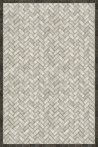 Williamsburg Brick Herringbone "The Silversmith" Vinyl Floorcloth - Spicher & Co.