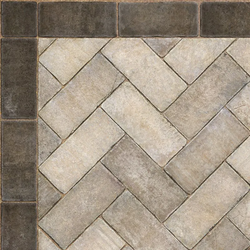 Williamsburg Brick Herringbone "The Silversmith" Vinyl Floorcloth - Spicher & Co.