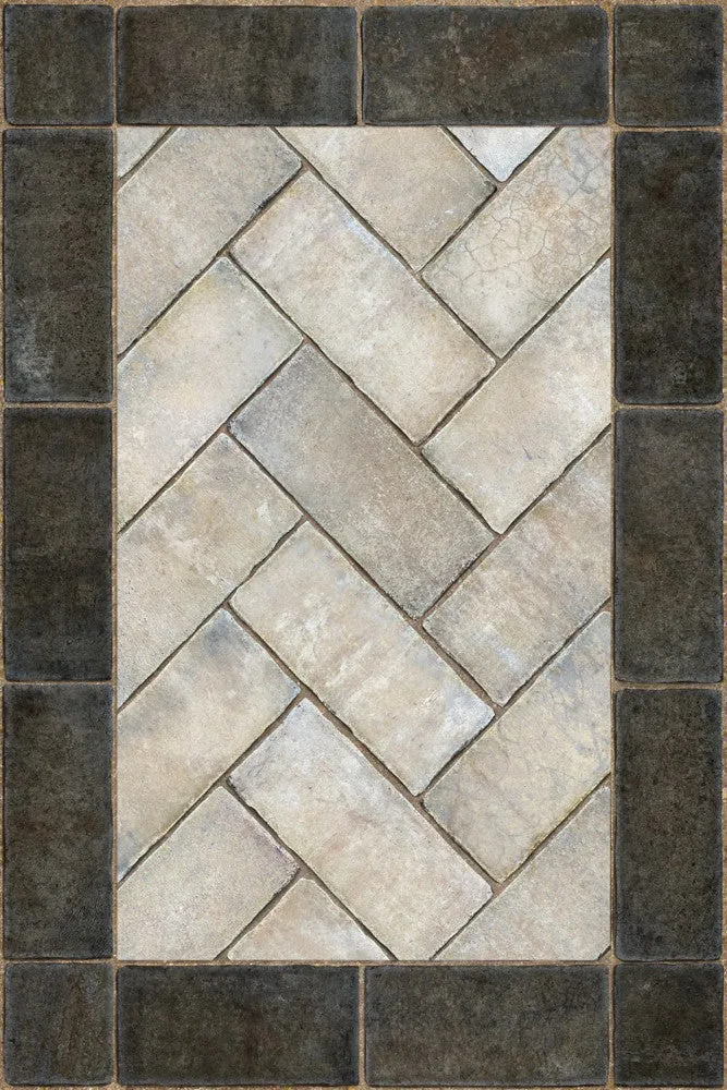 Williamsburg Brick Herringbone "The Silversmith" Vinyl Floorcloth - Spicher & Co.