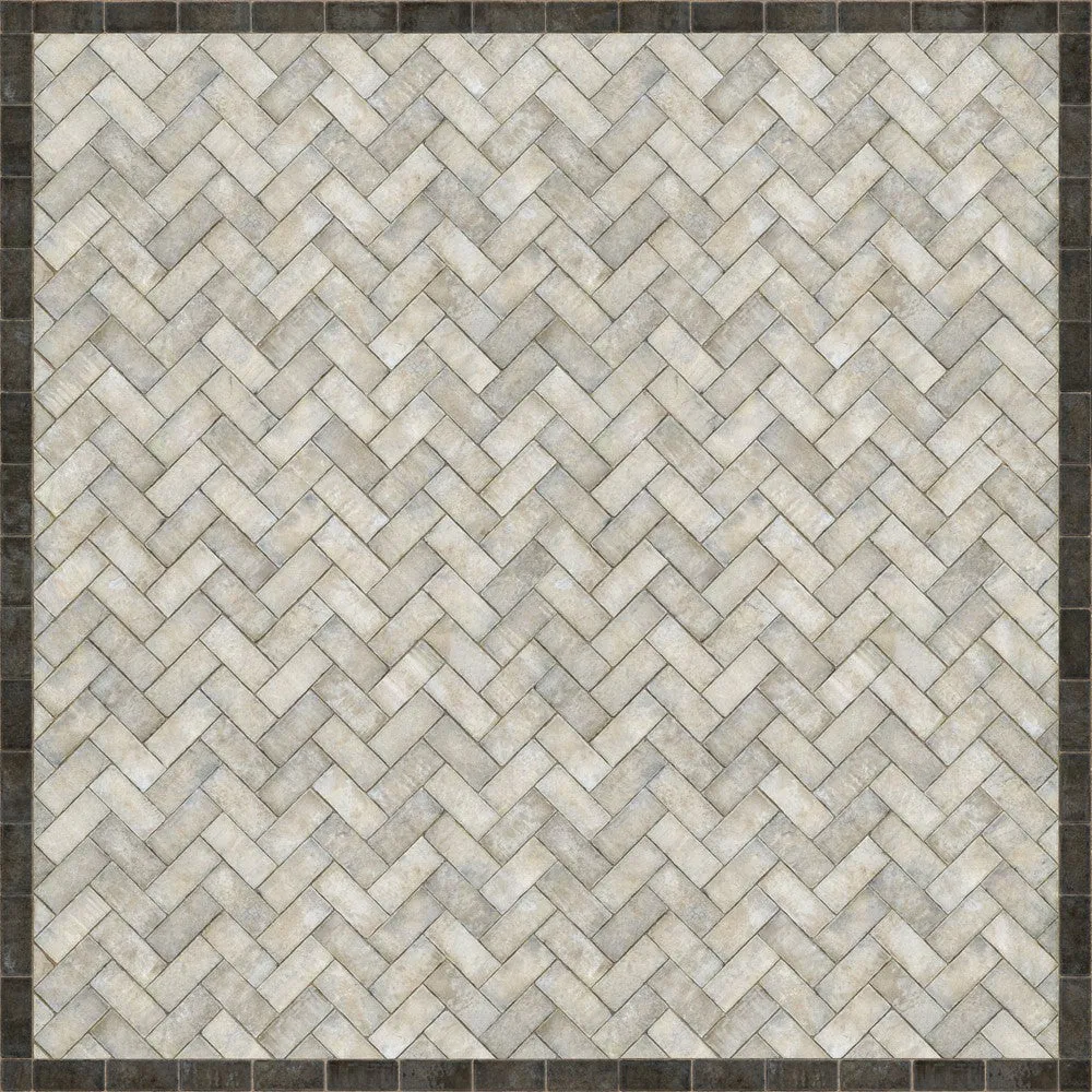 Williamsburg Brick Herringbone "The Silversmith" Vinyl Floorcloth - Spicher & Co.
