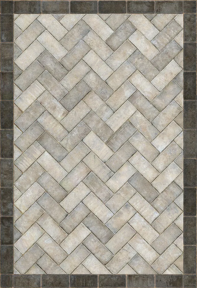 Williamsburg Brick Herringbone "The Silversmith" Vinyl Floorcloth - Spicher & Co.