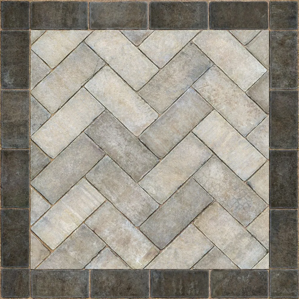 Williamsburg Brick Herringbone "The Silversmith" Vinyl Floorcloth - Spicher & Co.