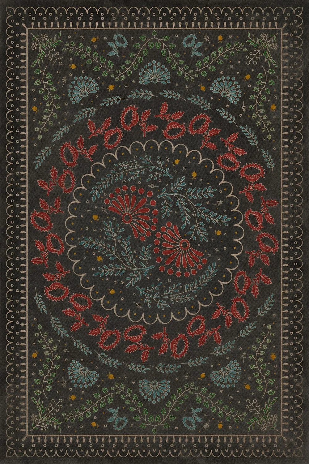 Williamsburg Cozens "Down in a Leafy Dell" Vinyl Floorcloth - Spicher & Co.