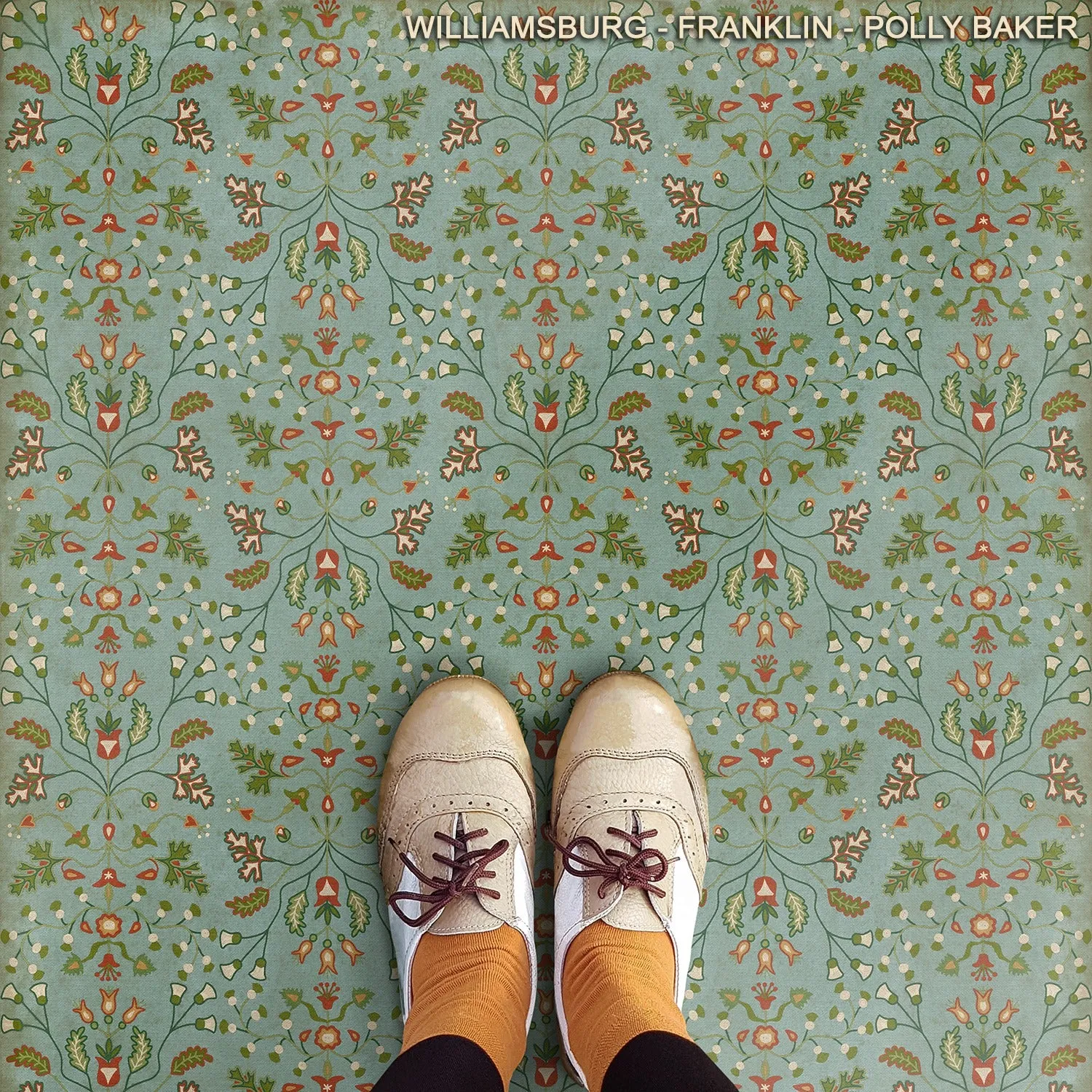 Williamsburg Franklin "Polly Baker" Vinyl Floorcloth - Spicher & Co.