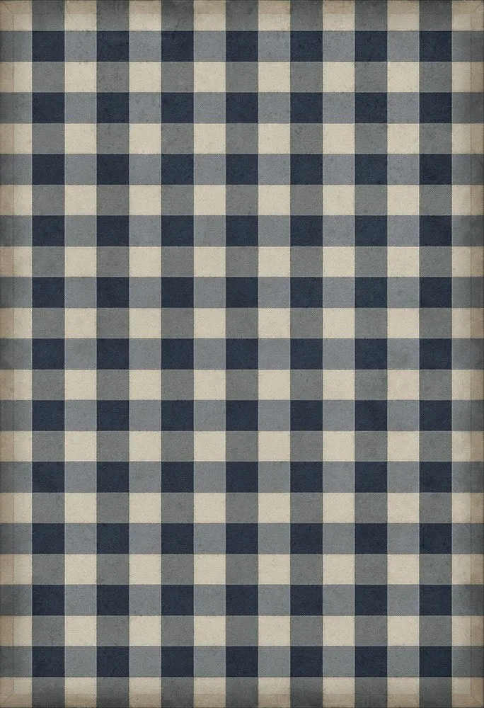 Williamsburg "Gingham Canvas- Blue" Floorcloth  - Spicher & Co.