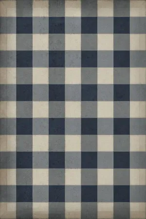 Williamsburg "Gingham Canvas- Blue" Floorcloth  - Spicher & Co.