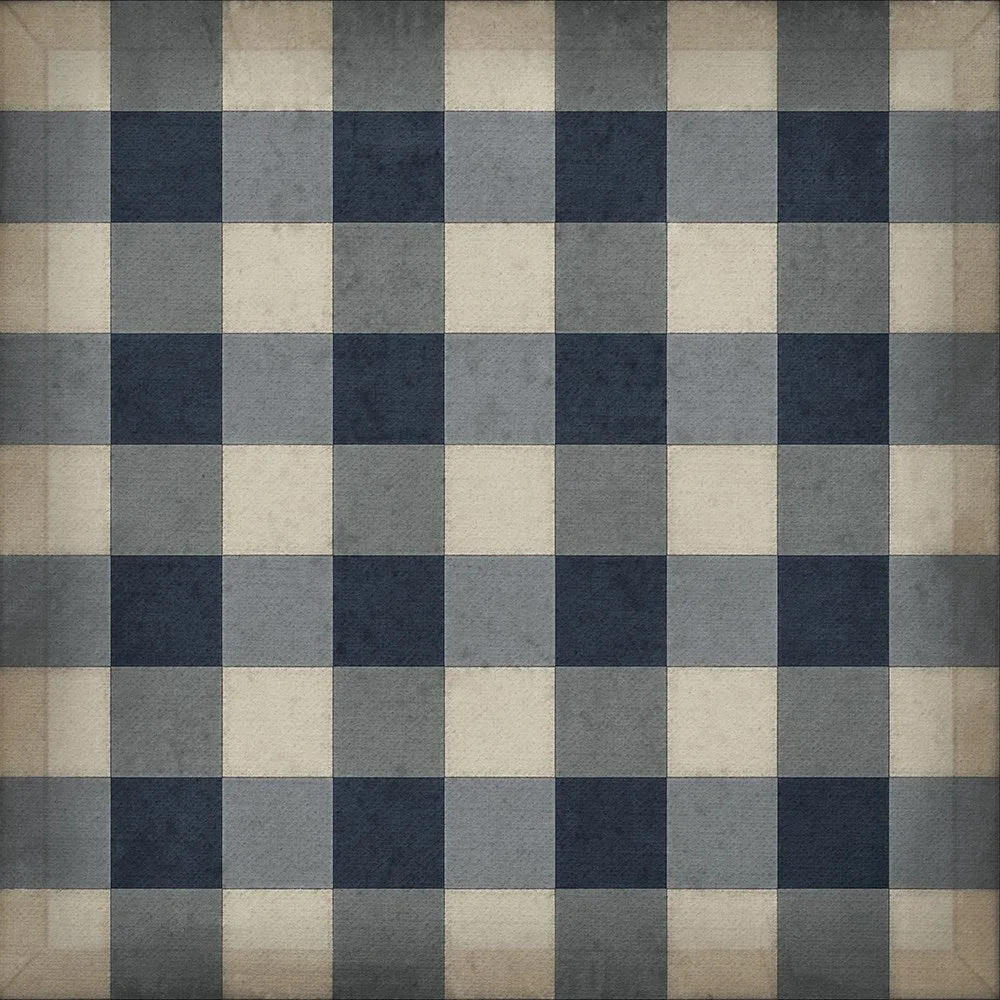 Williamsburg "Gingham Canvas- Blue" Floorcloth  - Spicher & Co.