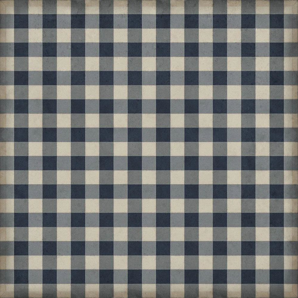 Williamsburg "Gingham Canvas- Blue" Floorcloth  - Spicher & Co.