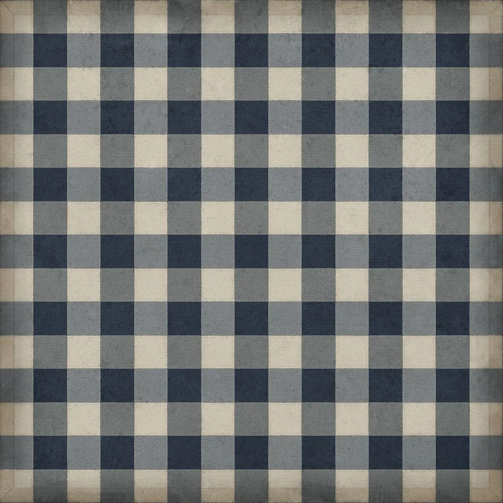 Williamsburg "Gingham Canvas- Blue" Floorcloth  - Spicher & Co.