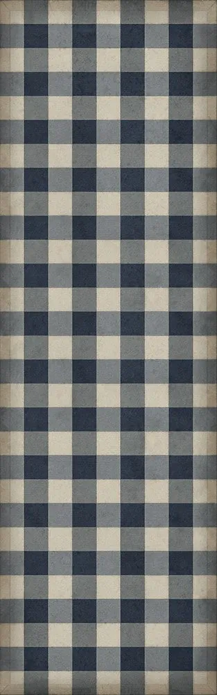 Williamsburg "Gingham Canvas- Blue" Floorcloth  - Spicher & Co.