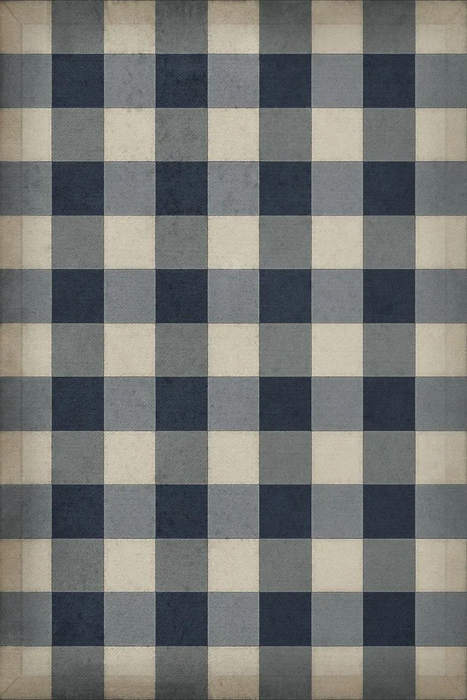 Williamsburg "Gingham Canvas- Blue" Floorcloth  - Spicher & Co.