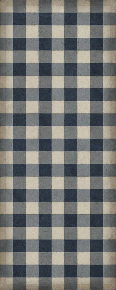 Williamsburg "Gingham Canvas- Blue" Floorcloth  - Spicher & Co.