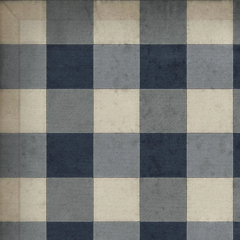 Williamsburg "Gingham Canvas- Blue" Floorcloth  - Spicher & Co.
