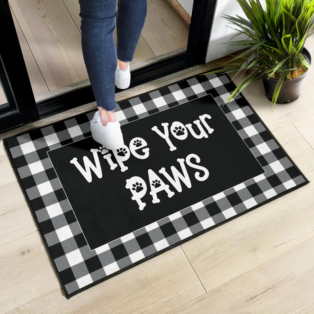 Wipe Your Paws Buffalo Plaid Doormat Non Slip Indoor Outdoor Use