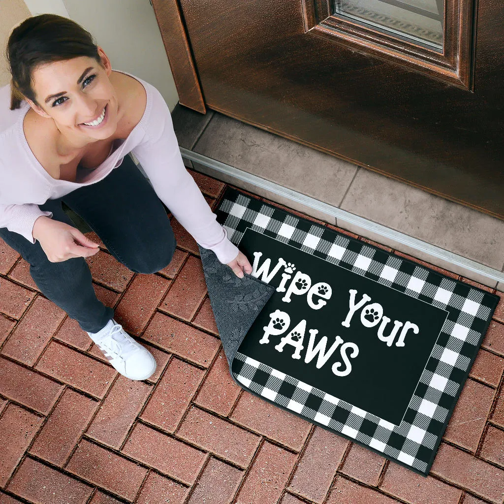 Wipe Your Paws Buffalo Plaid Doormat Non Slip Indoor Outdoor Use