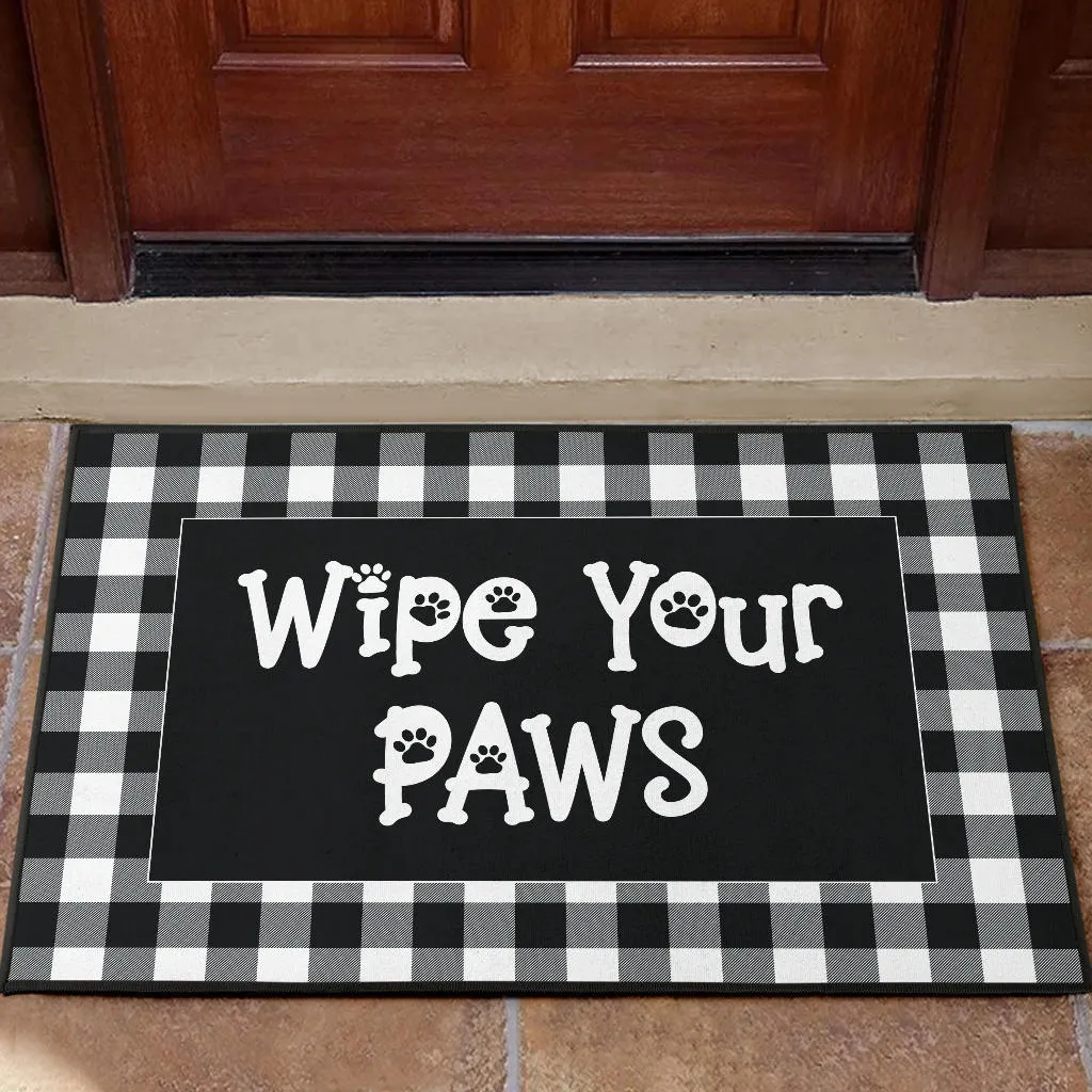 Wipe Your Paws Buffalo Plaid Doormat Non Slip Indoor Outdoor Use