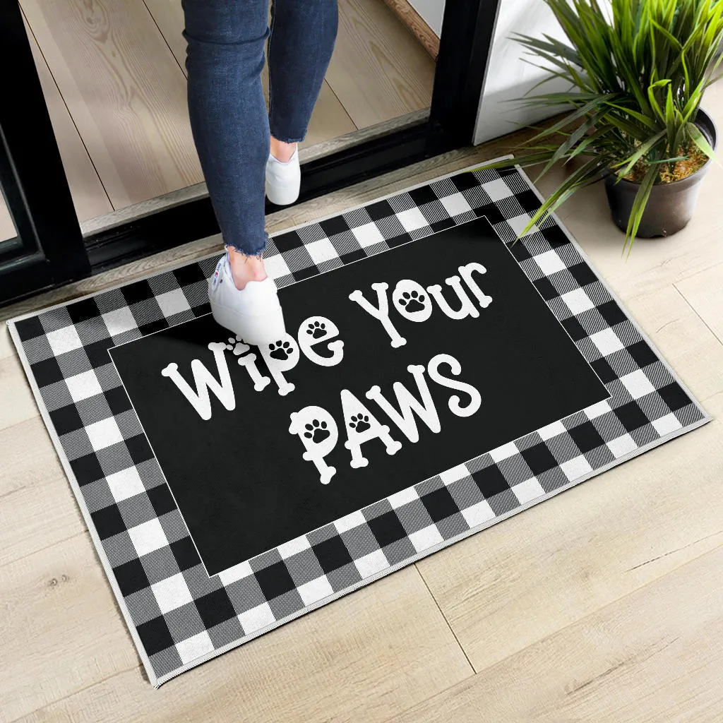 Wipe Your Paws Buffalo Plaid Doormat Non Slip Indoor Outdoor Use