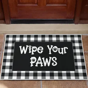 Wipe Your Paws Buffalo Plaid Doormat Non Slip Indoor Outdoor Use