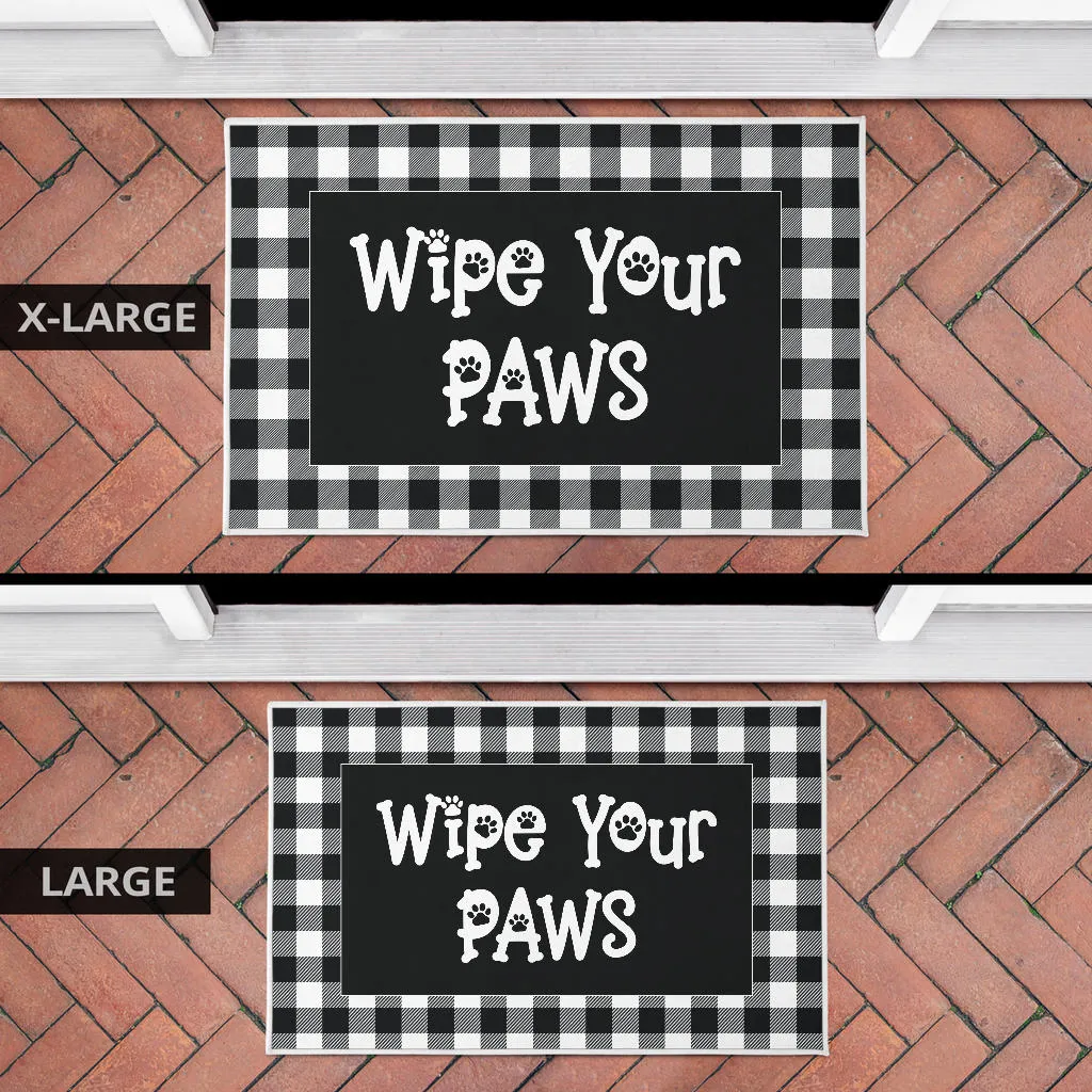 Wipe Your Paws Buffalo Plaid Doormat Non Slip Indoor Outdoor Use