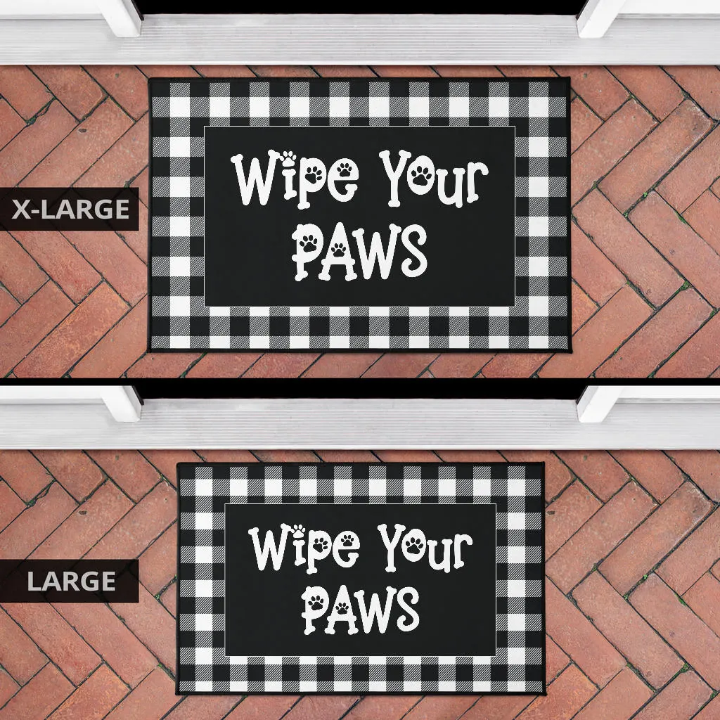 Wipe Your Paws Buffalo Plaid Doormat Non Slip Indoor Outdoor Use