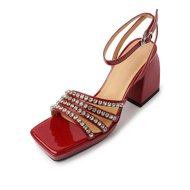 Women Sexy Buckle Summer Thick Heels Shoes