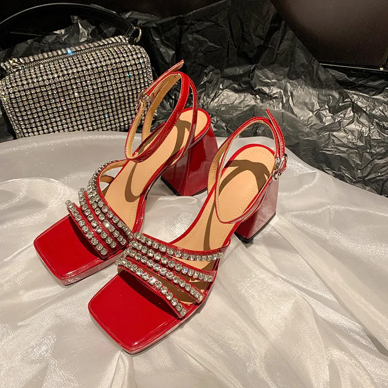 Women Sexy Buckle Summer Thick Heels Shoes