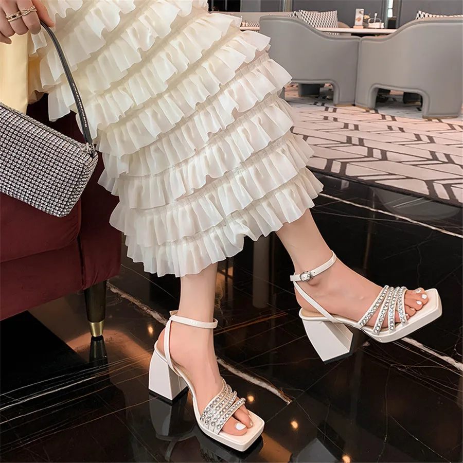 Women Sexy Buckle Summer Thick Heels Shoes