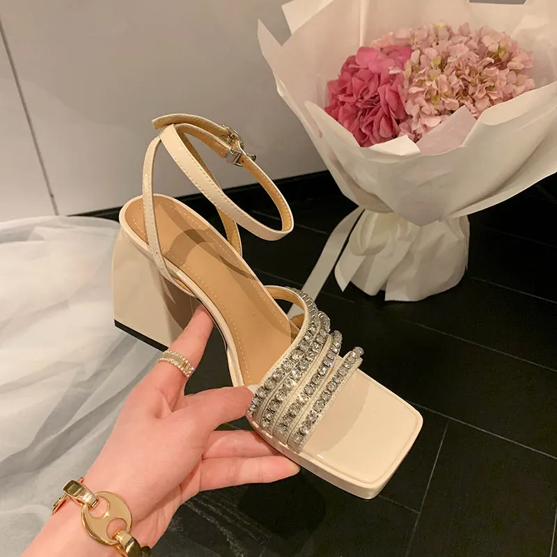 Women Sexy Buckle Summer Thick Heels Shoes