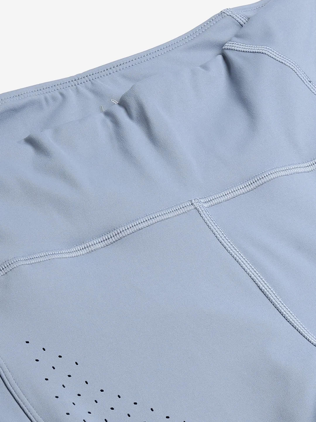 Women's Blue Laser Cut Quick Dry Cropped Training Tights