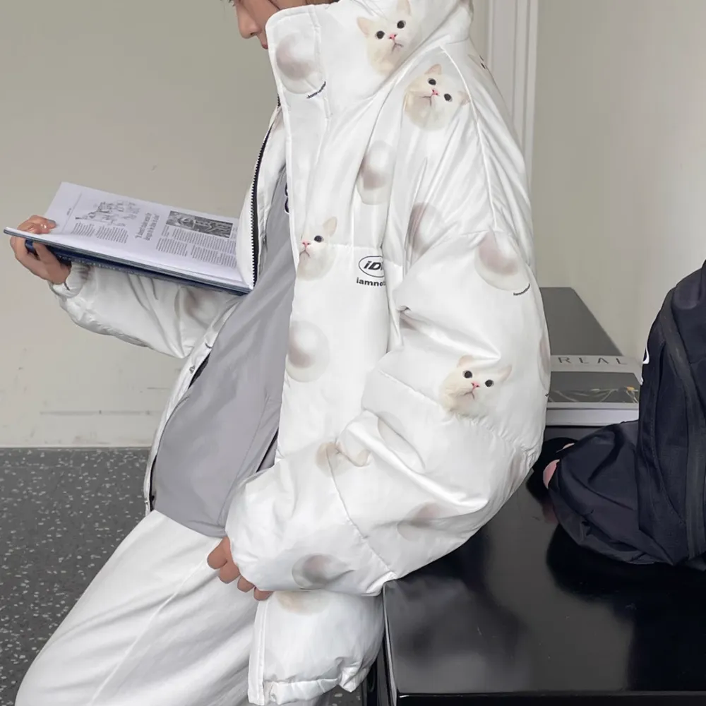 Women's Pearl Kitten Stand Collar Coat