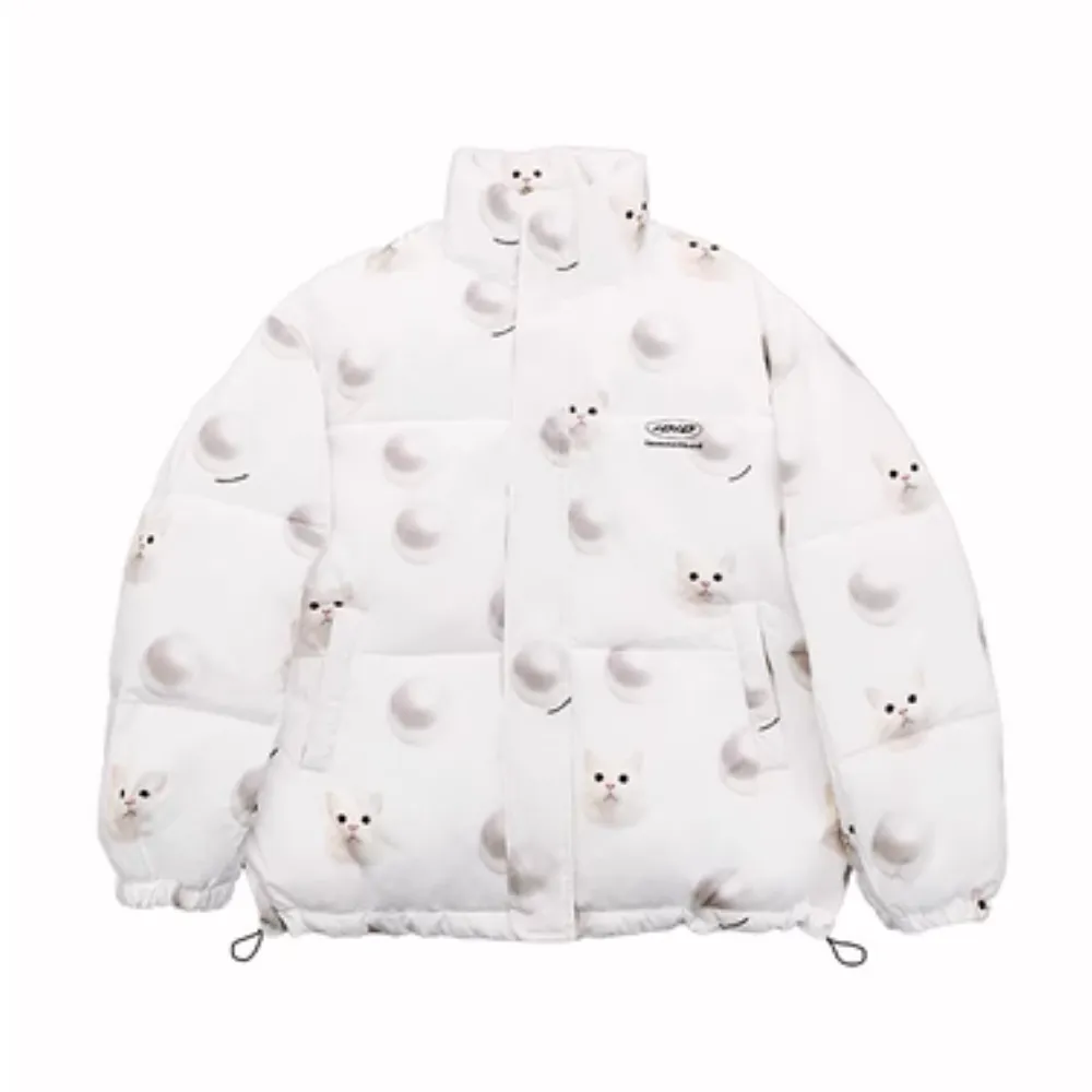 Women's Pearl Kitten Stand Collar Coat