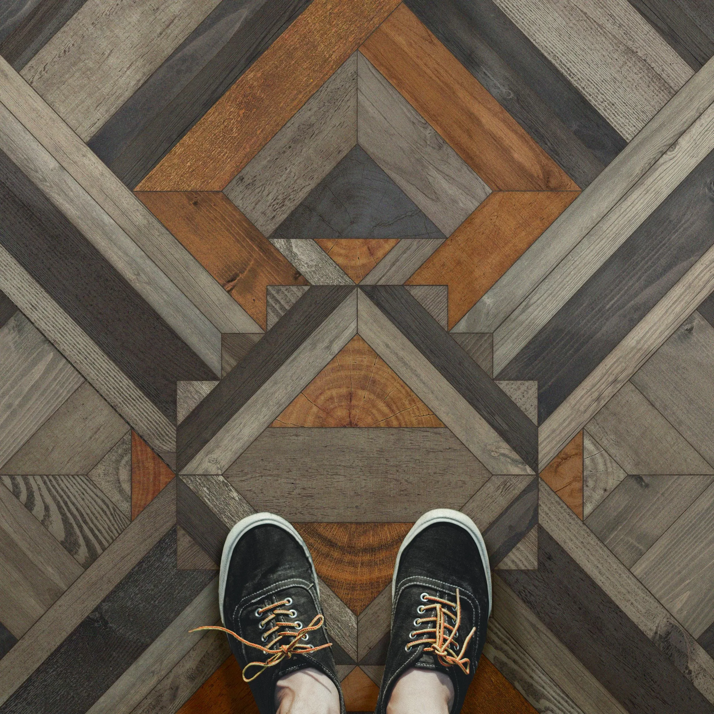 Wood Norwegian Appalachian "In Great Grandeur" Vinyl Floorcloth - Spicher & Co.