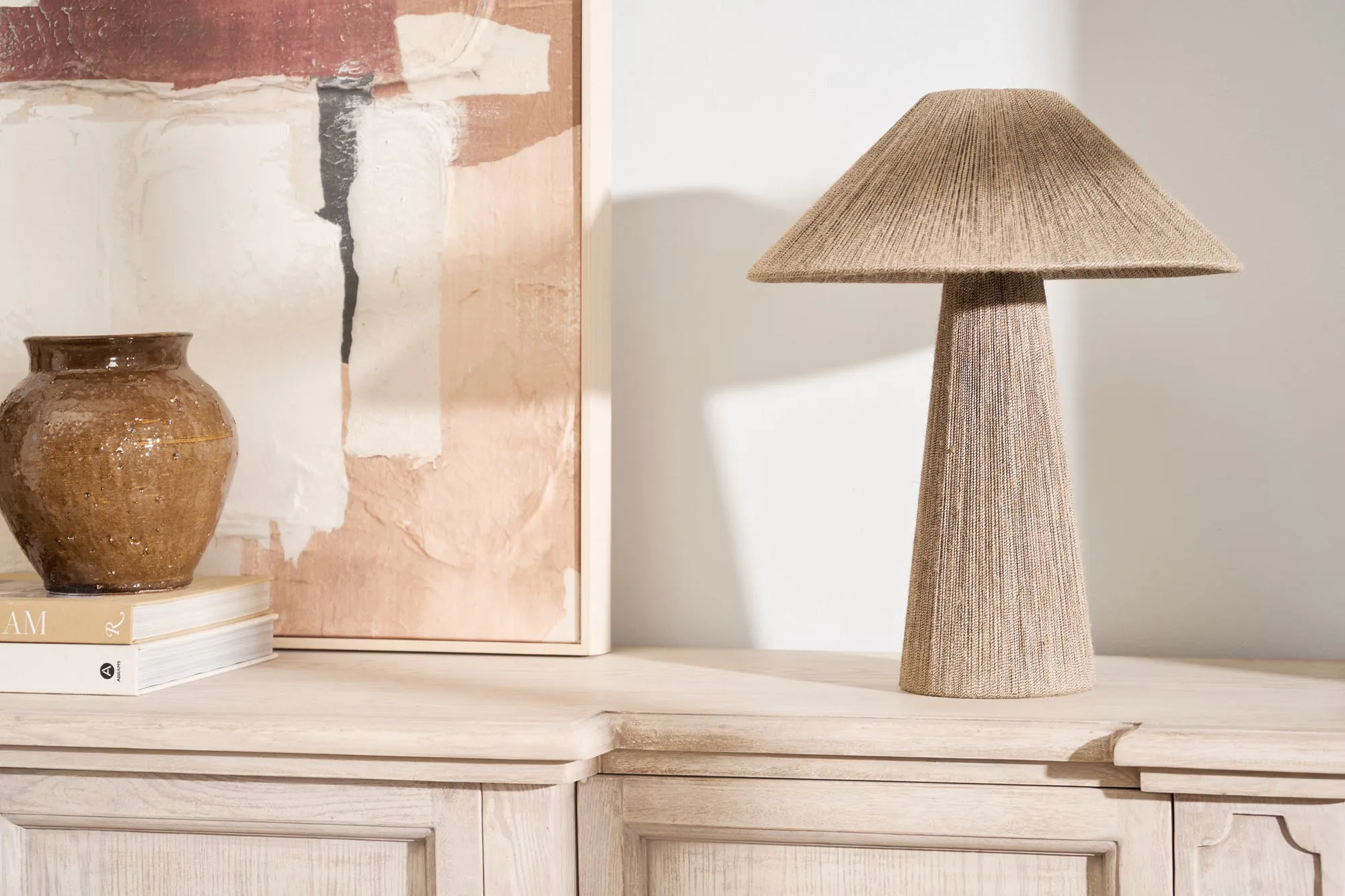 Woven Jute Lamp With Coolie Shade