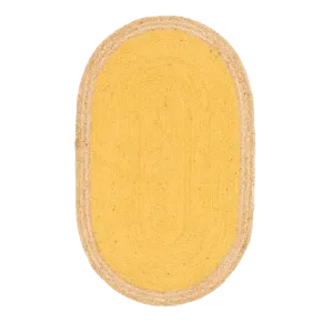 Yellow Oval Jute Rug