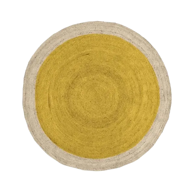 Yellow Round Jute Rug