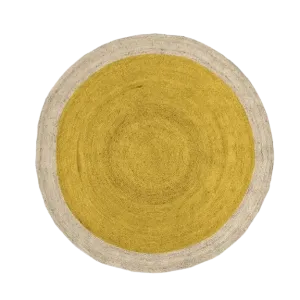Yellow Round Jute Rug